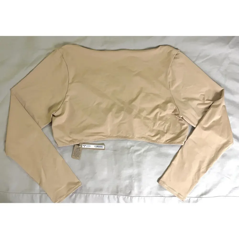 SKIMS 3X Recycled Swim Long Sleeve Crop Top Shrug Ochre Arm Coverage Sleeves NWT